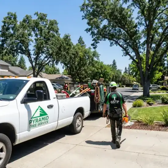 Legacy Tree and Crane truck arriving at a Oklahoma City residential job